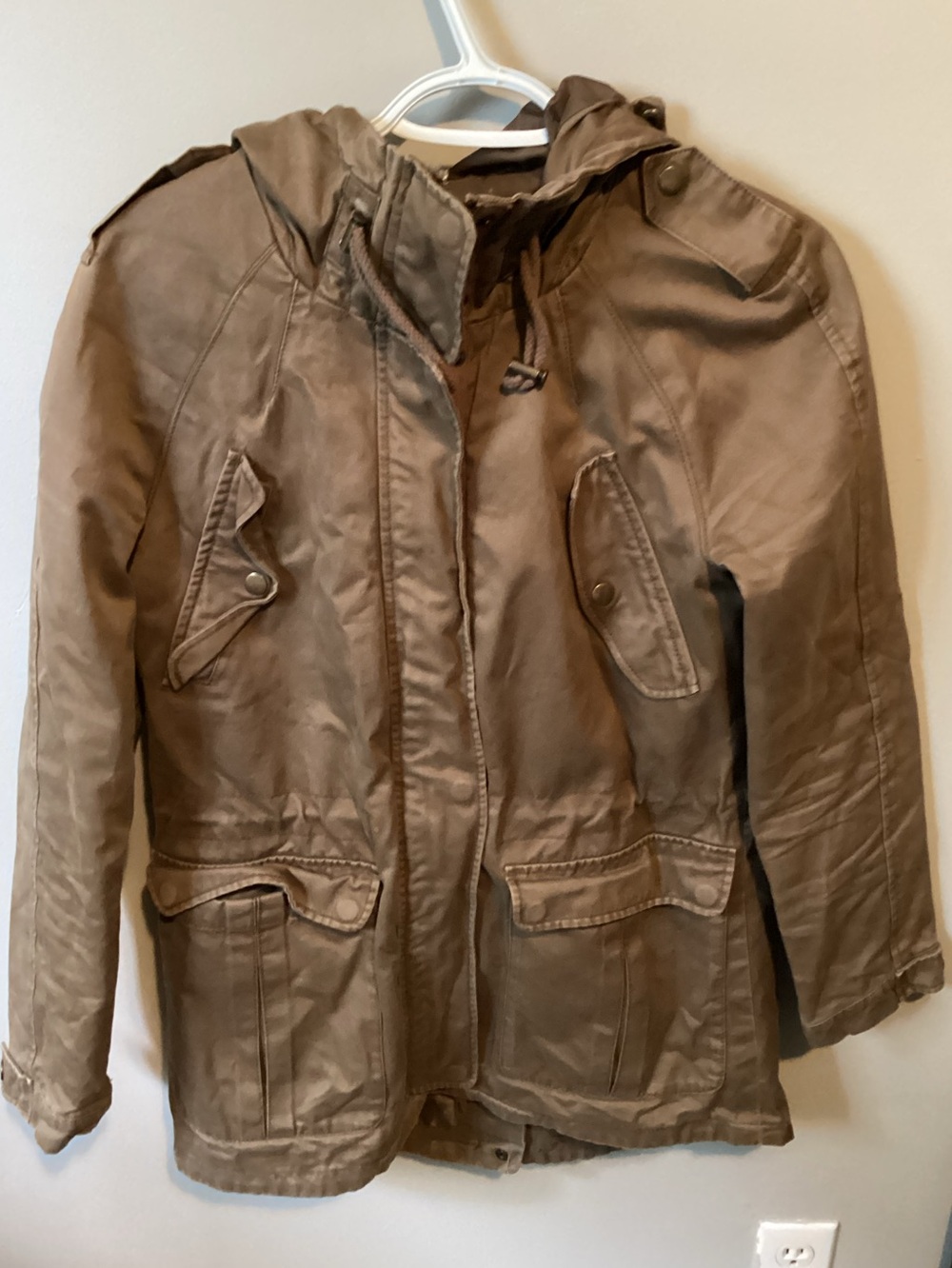 Women’s Hooded Military Style Jacket - Cargo Brown